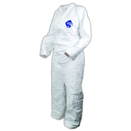 Dupont Disposable Coveralls, Collared, M, Tyvek, Serged Seam, White CVZ11-M